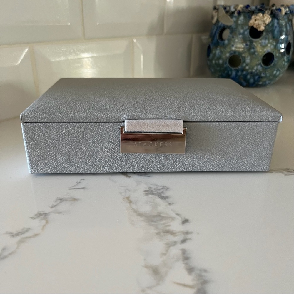$20 Stackers GREY Jewelry Box Mini Lid Luxury Women Girls Valentine’s Day Gift